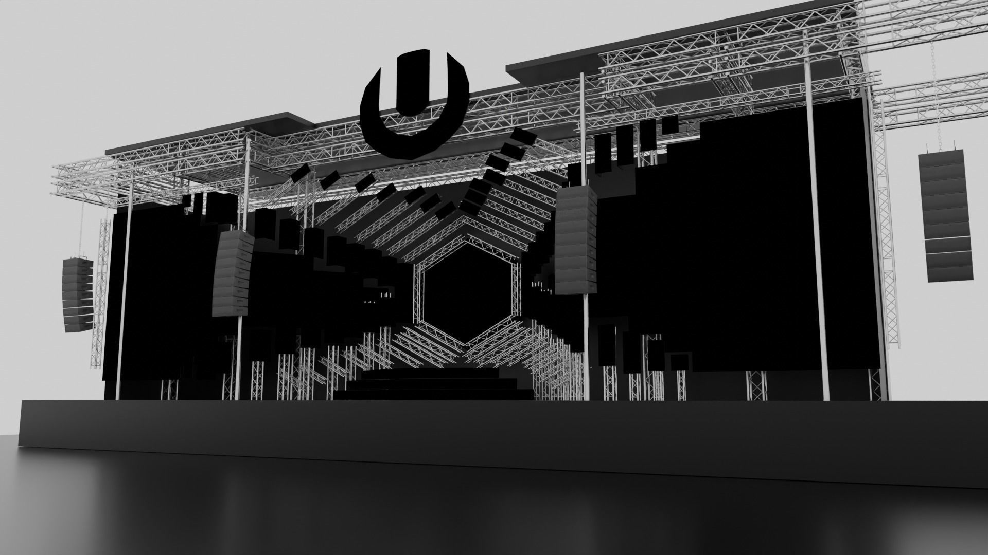 Ultra Music Festival 2018 Mainstage Ready For Mapping  3D model_9