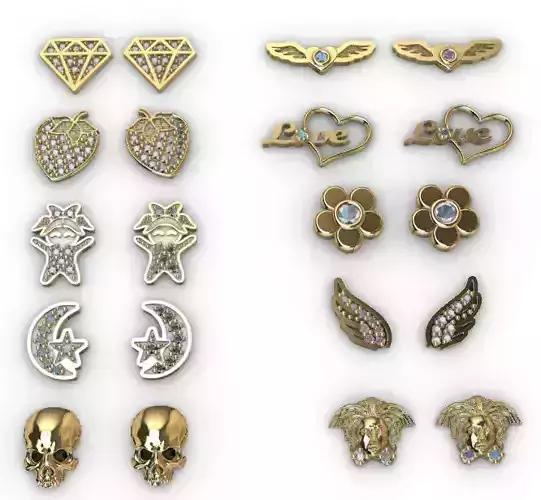 Aretes -Topitos para dama paquete de 10 -v- 3D print model