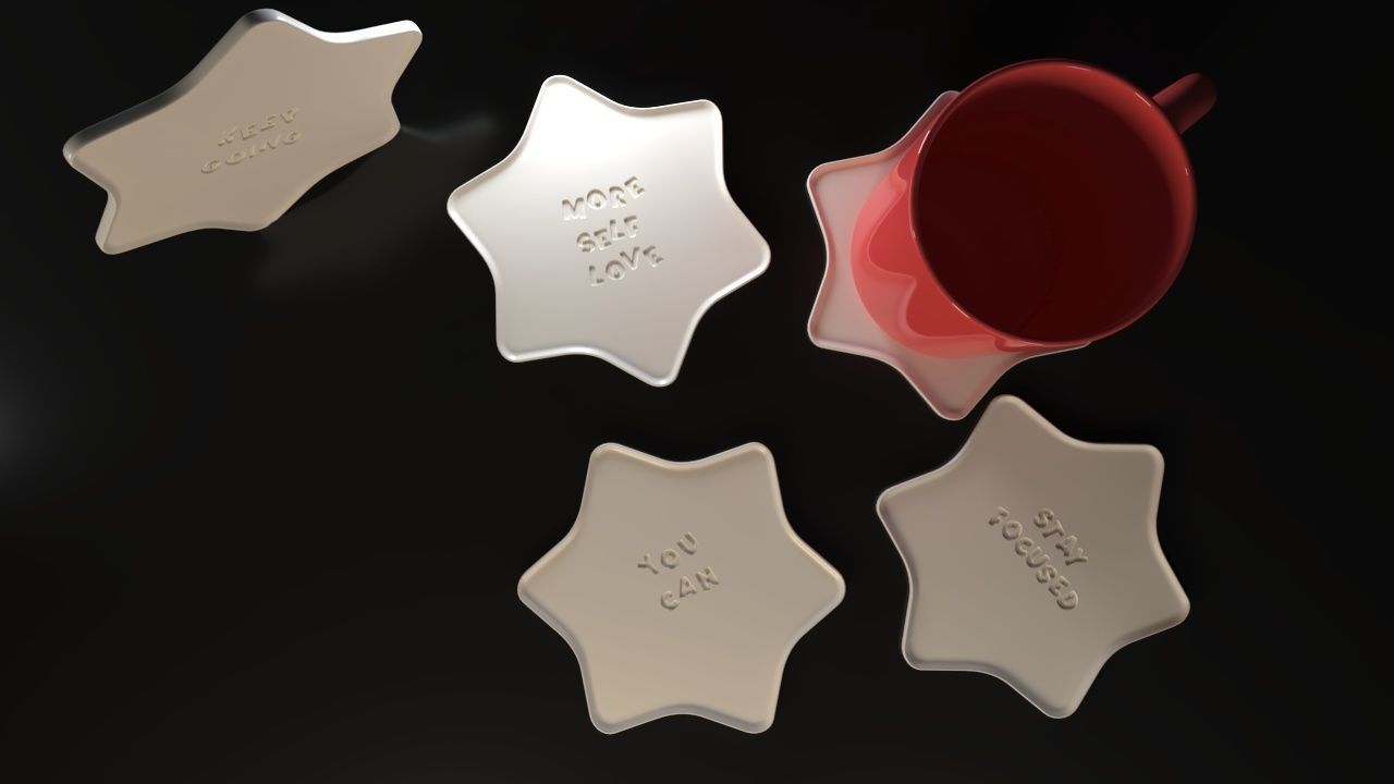 stars coasters 3D print model_3