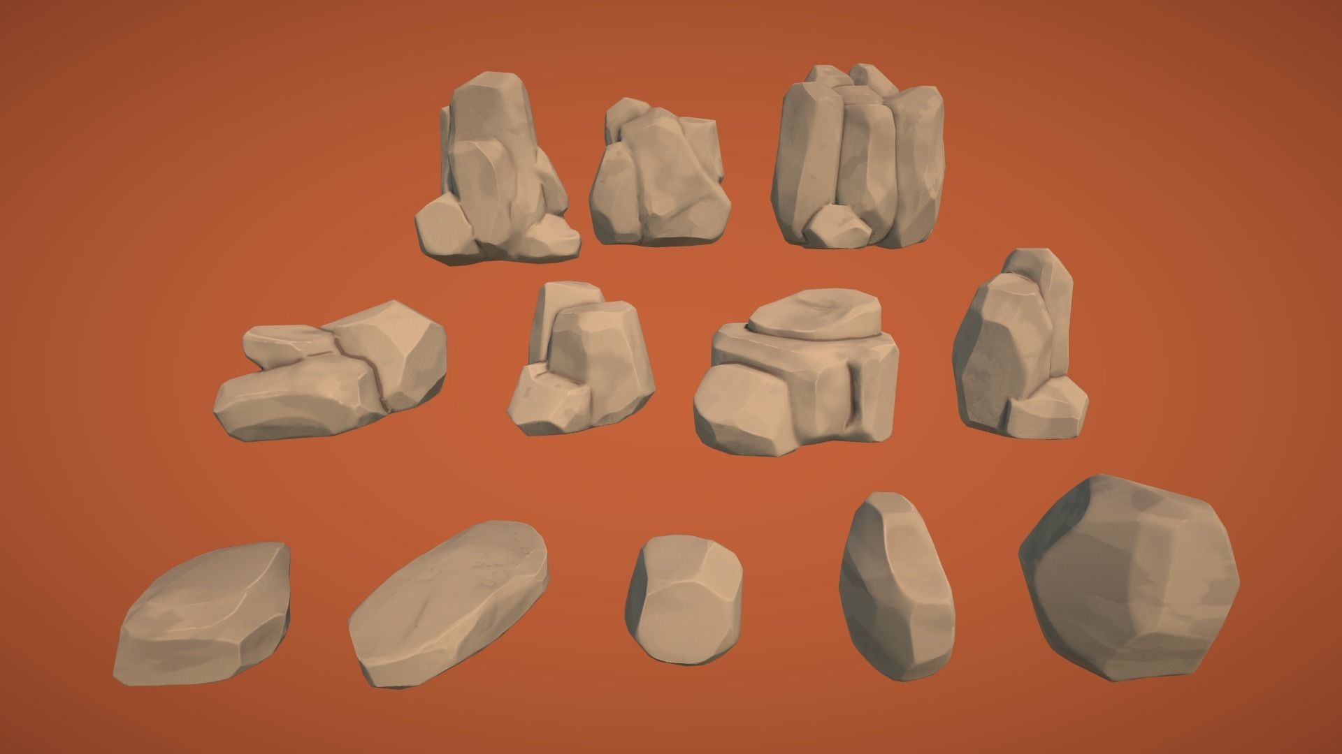 Adventurous - Rocks and Stones Low-poly 3D model_4
