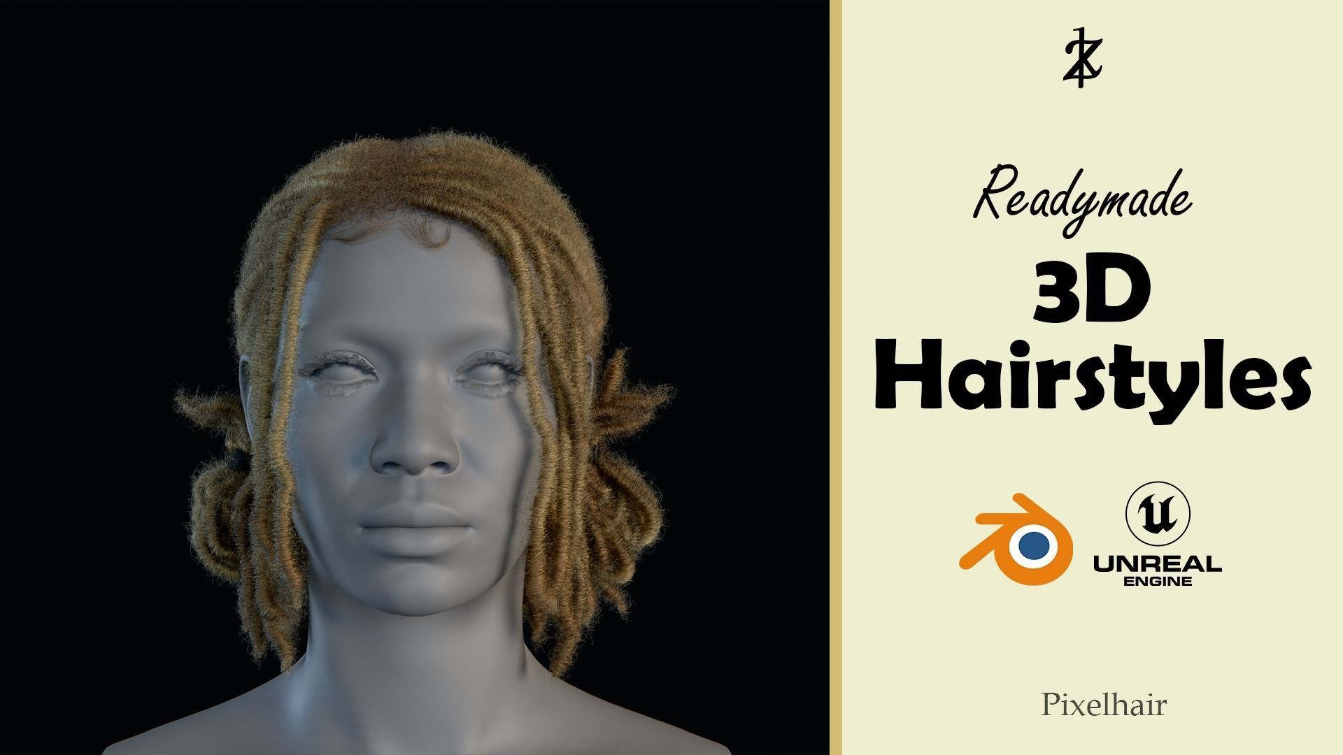 Hairstyle - Dreads 006 - Hair for blender UE5 metahuman 3D model | CGTrader
