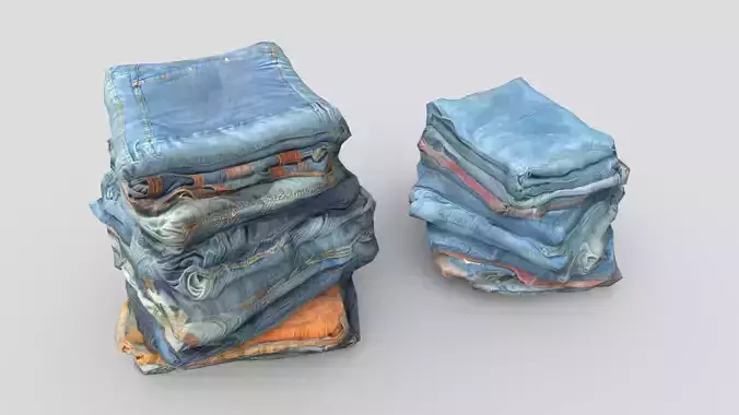 Pile of Jeans Low-poly 3D model