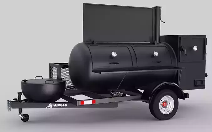 BBQ Smoker Trailer - Gorilla Trailers Low-poly 3D model