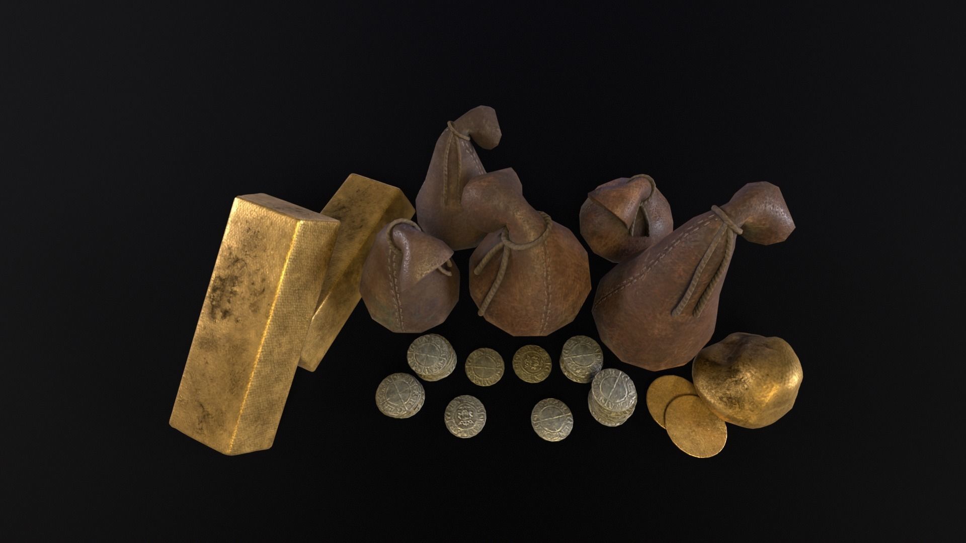 Gold and Coins Currency Pack 3D Model Collection_10