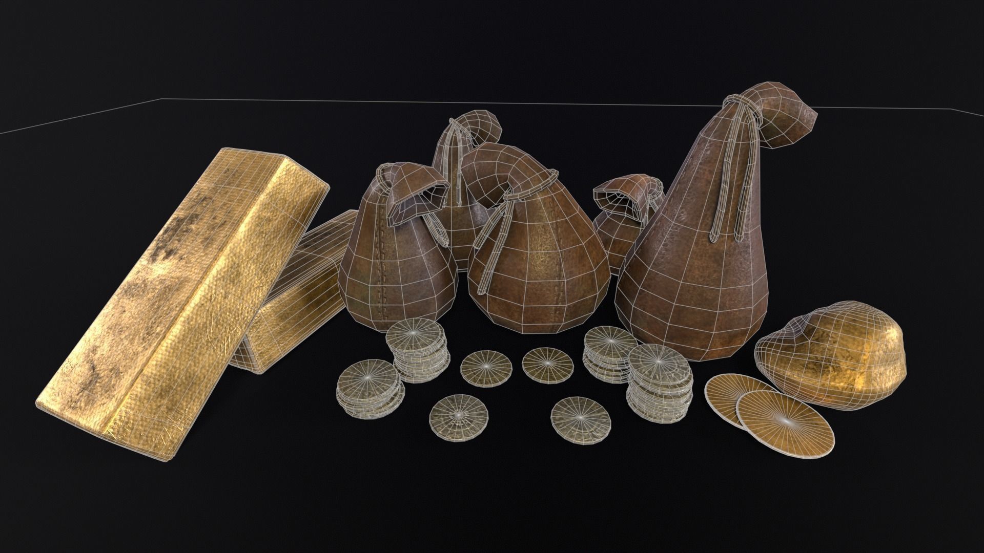 Gold and Coins Currency Pack 3D Model Collection_13