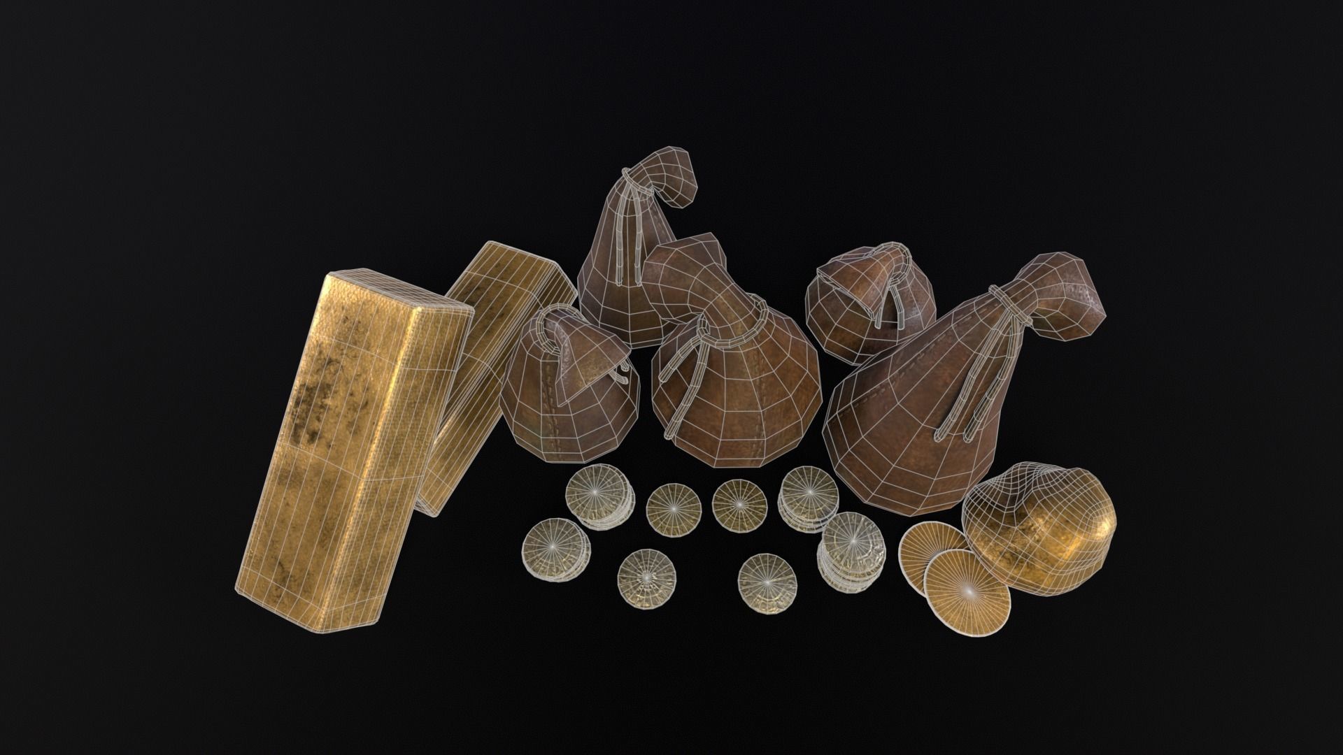 Gold and Coins Currency Pack 3D Model Collection_12