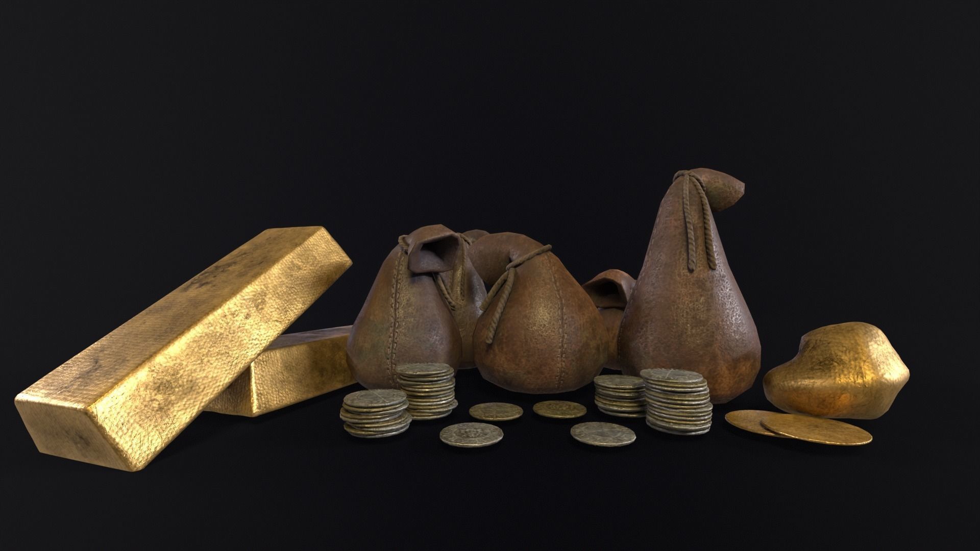 Gold and Coins Currency Pack 3D Model Collection_15