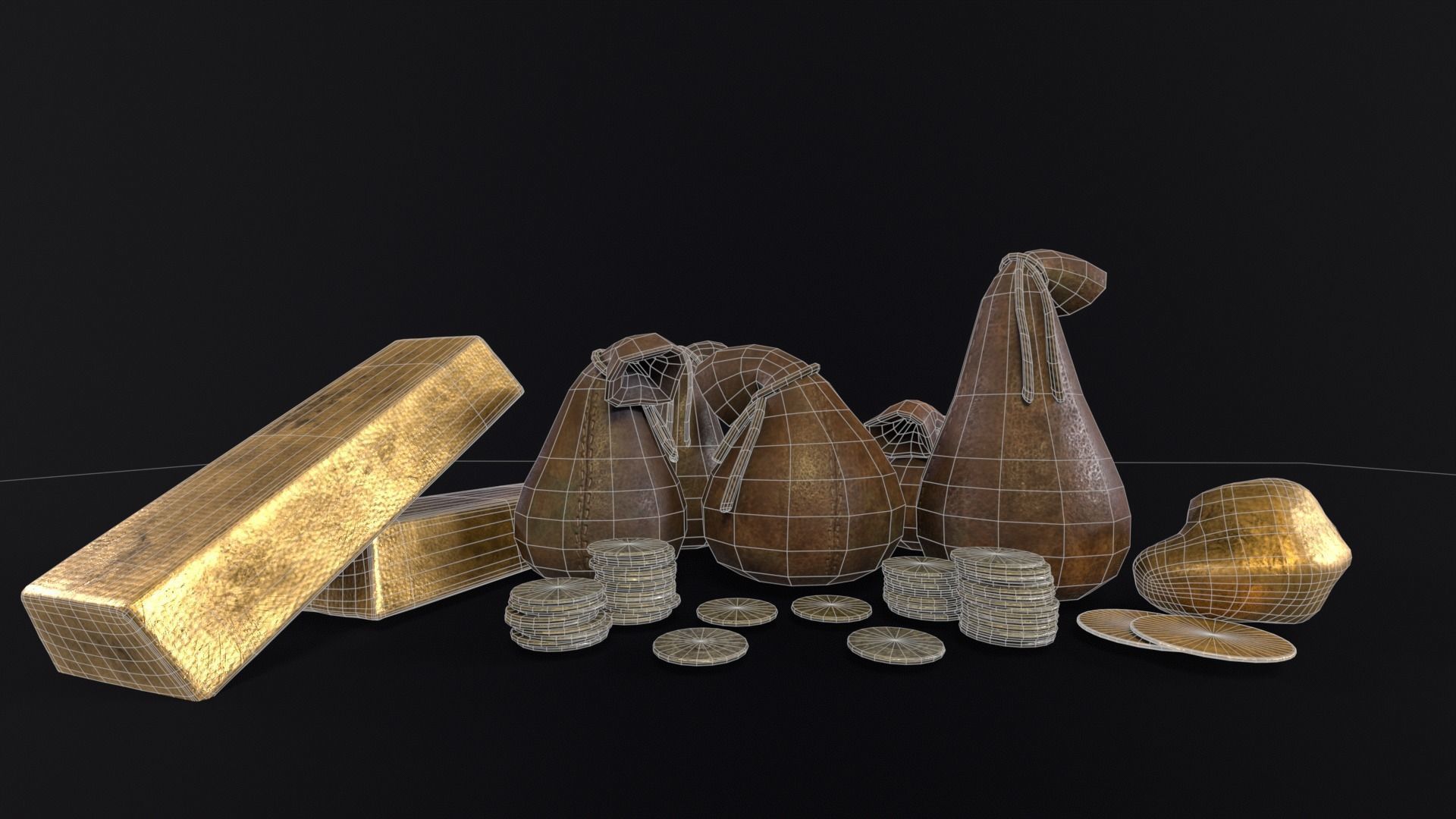 Gold and Coins Currency Pack 3D Model Collection_11