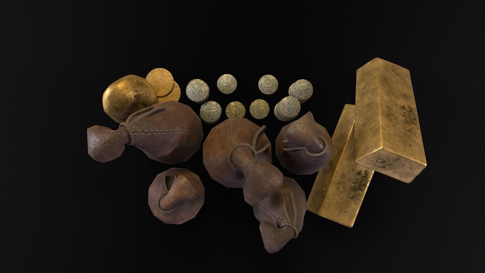 Gold and Coins Currency Pack 3D Model Collection_14