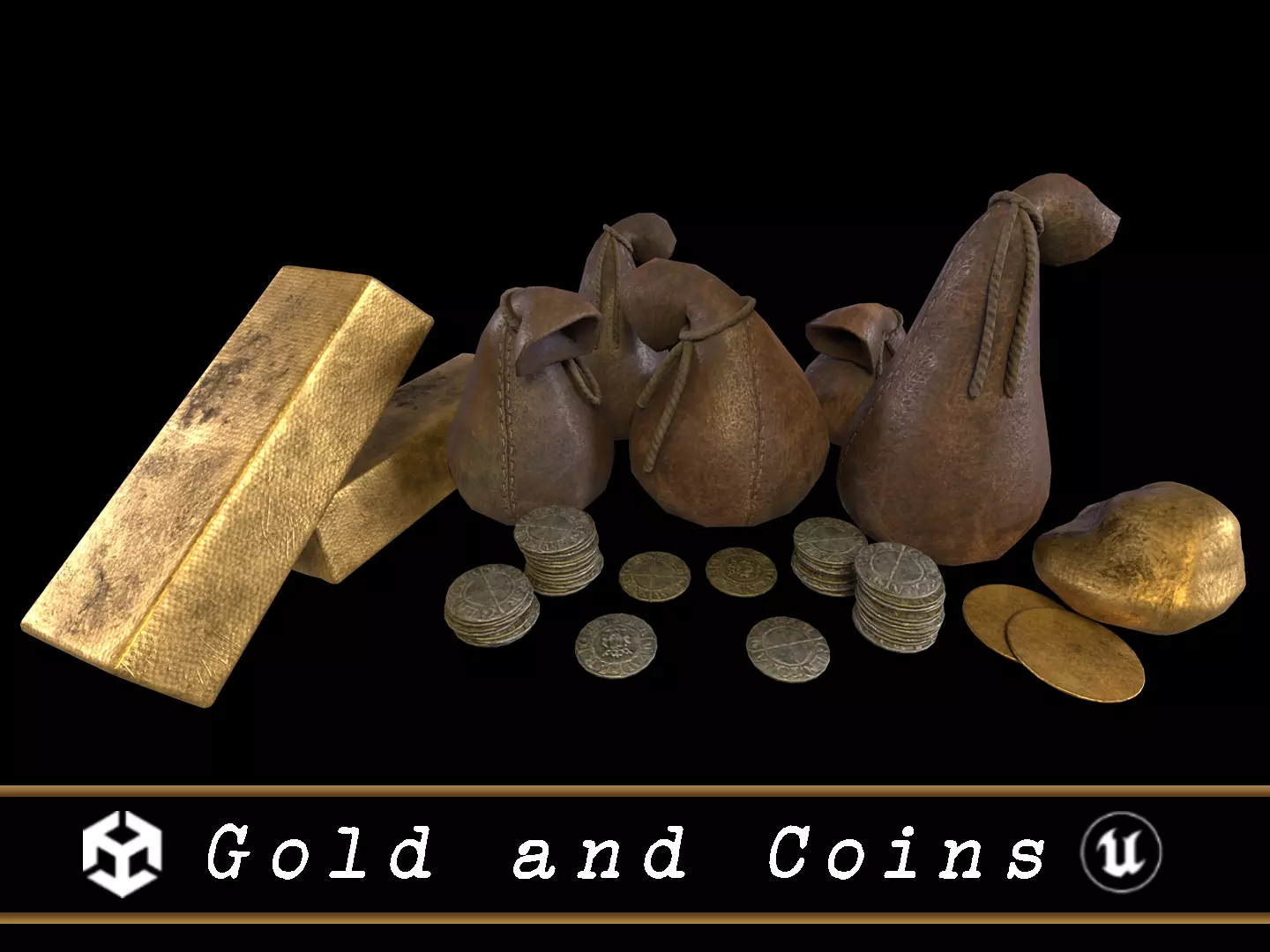 Gold and Coins Currency Pack 3D Model Collection_0