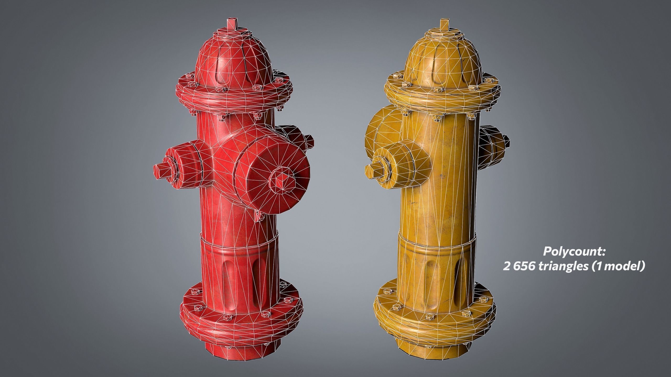 Fire Hydrant Low-poly 3D model_8