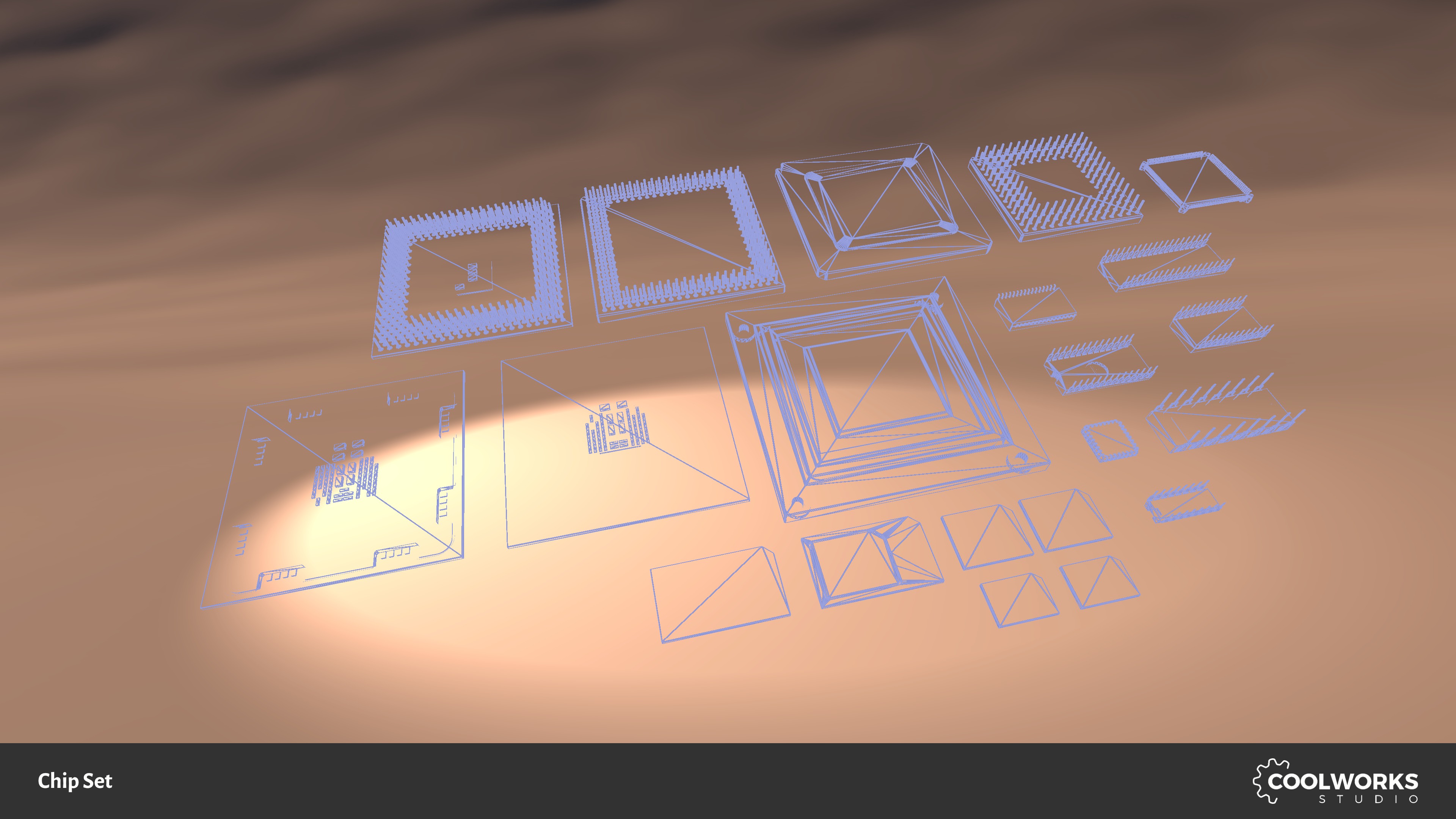 Chip Set Low-poly 3D model_6