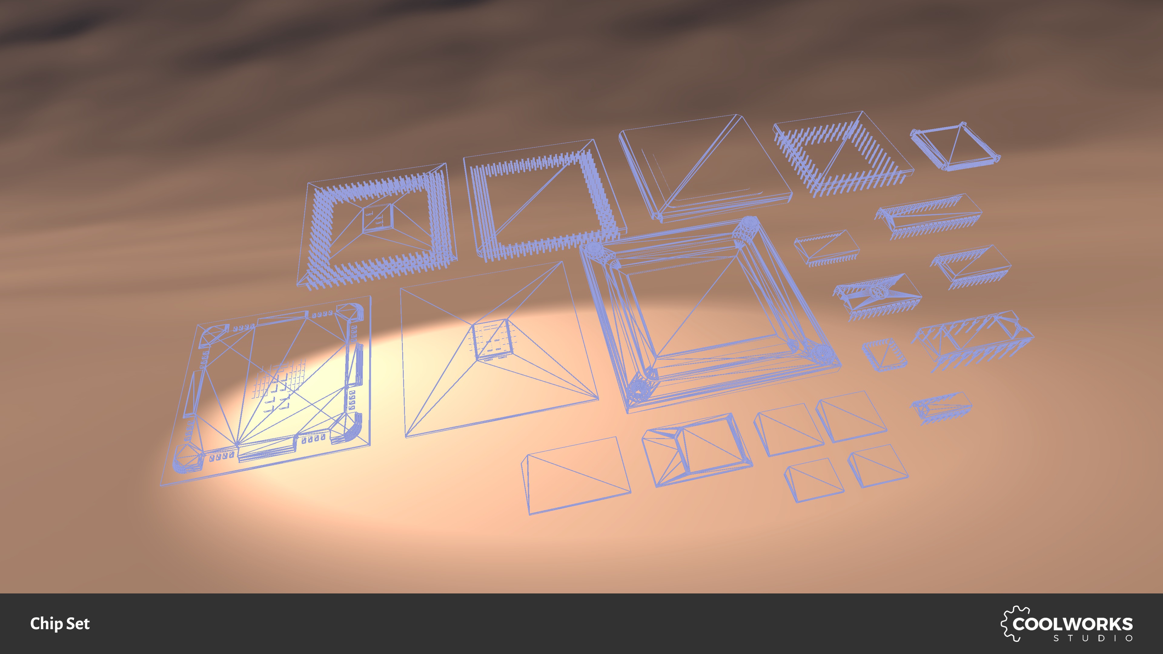 Chip Set Low-poly 3D model_5