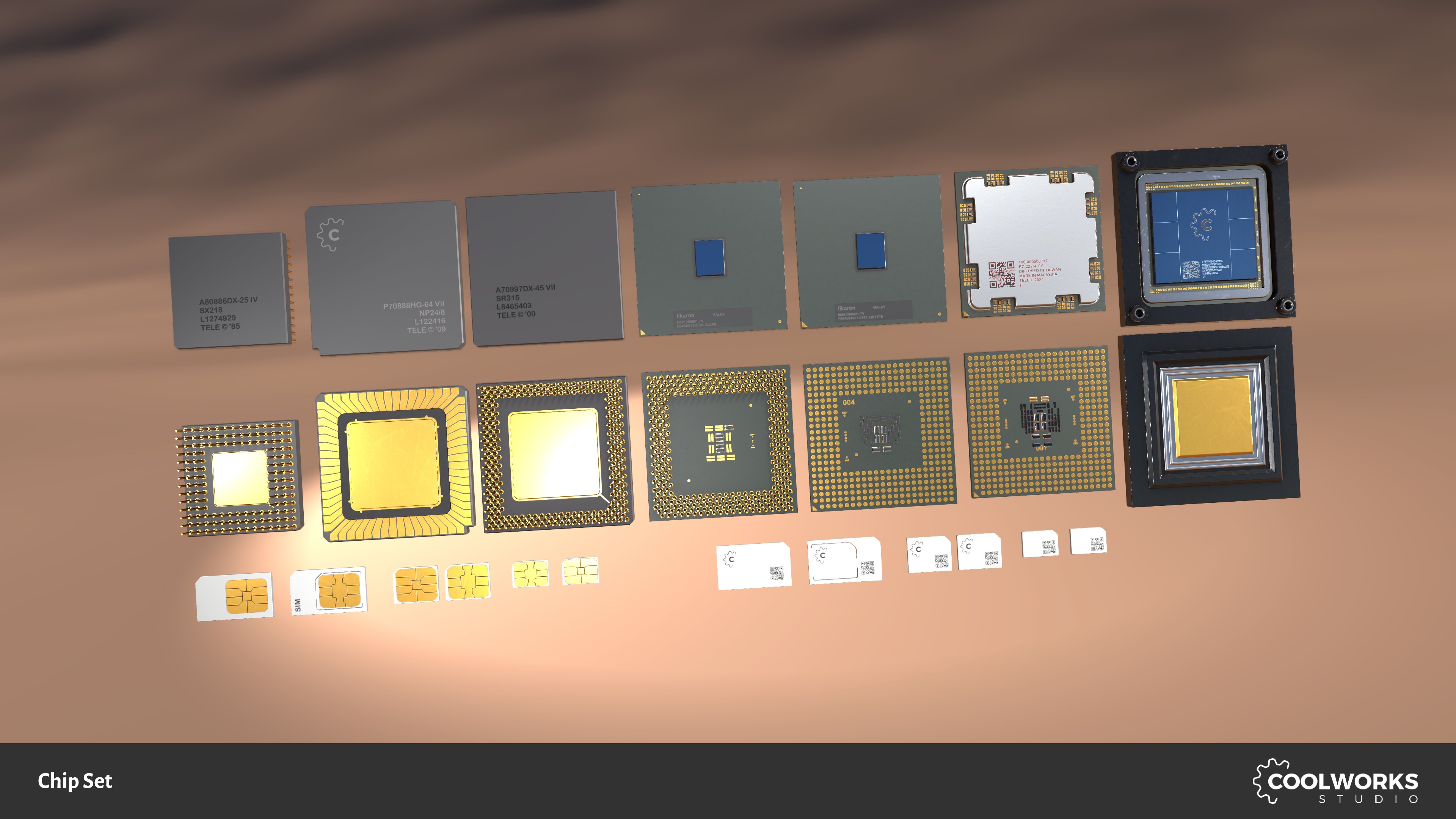 Chip Set Low-poly 3D model_4