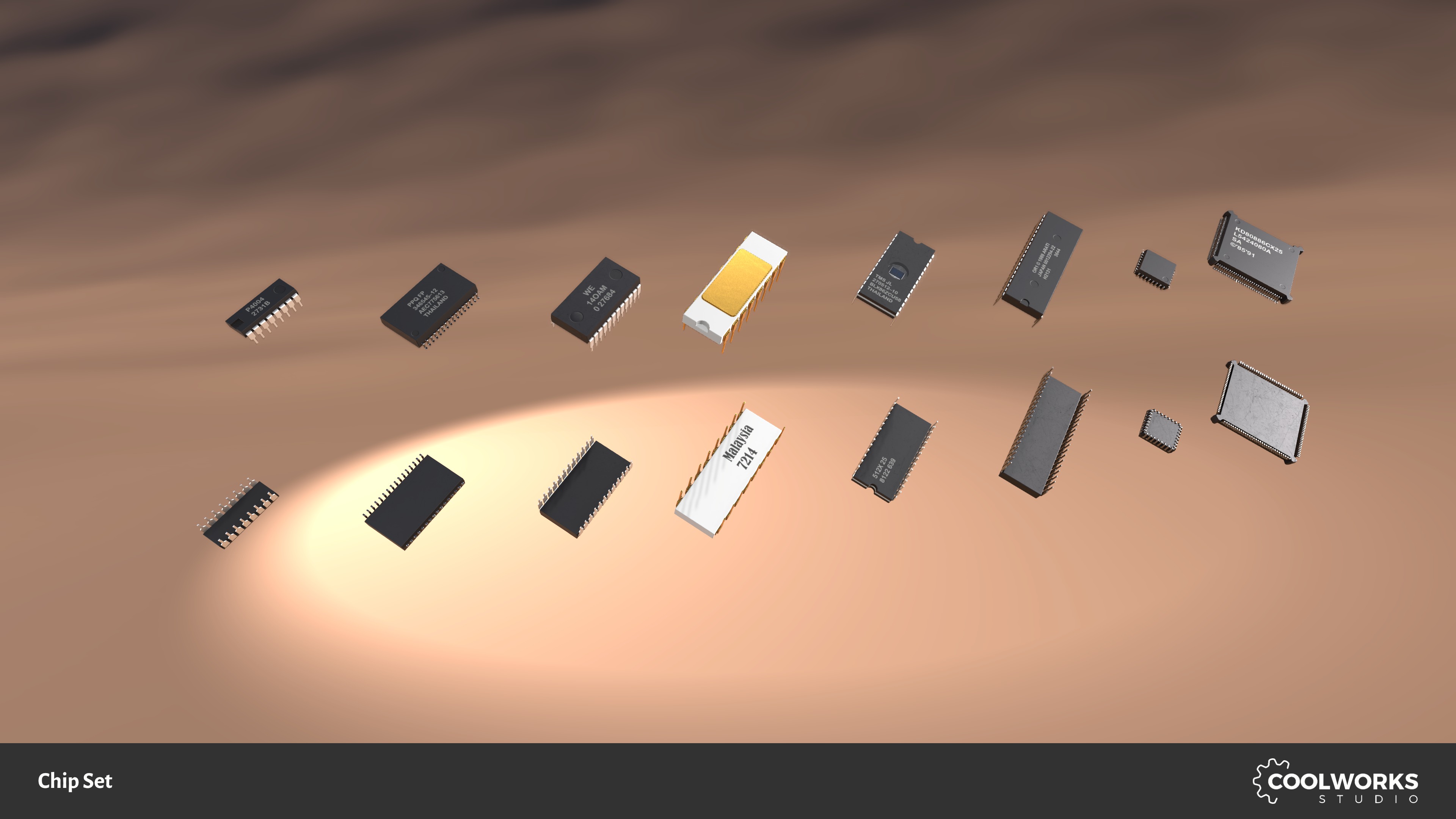 Chip Set Low-poly 3D model_3