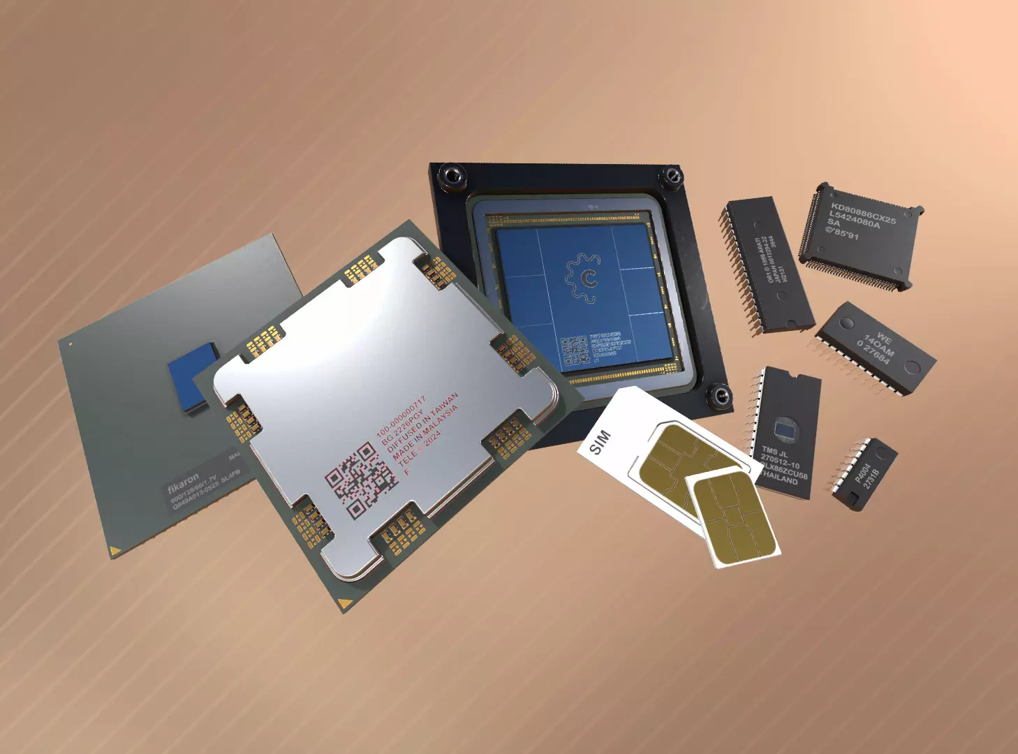 Chip Set Low-poly 3D model_0