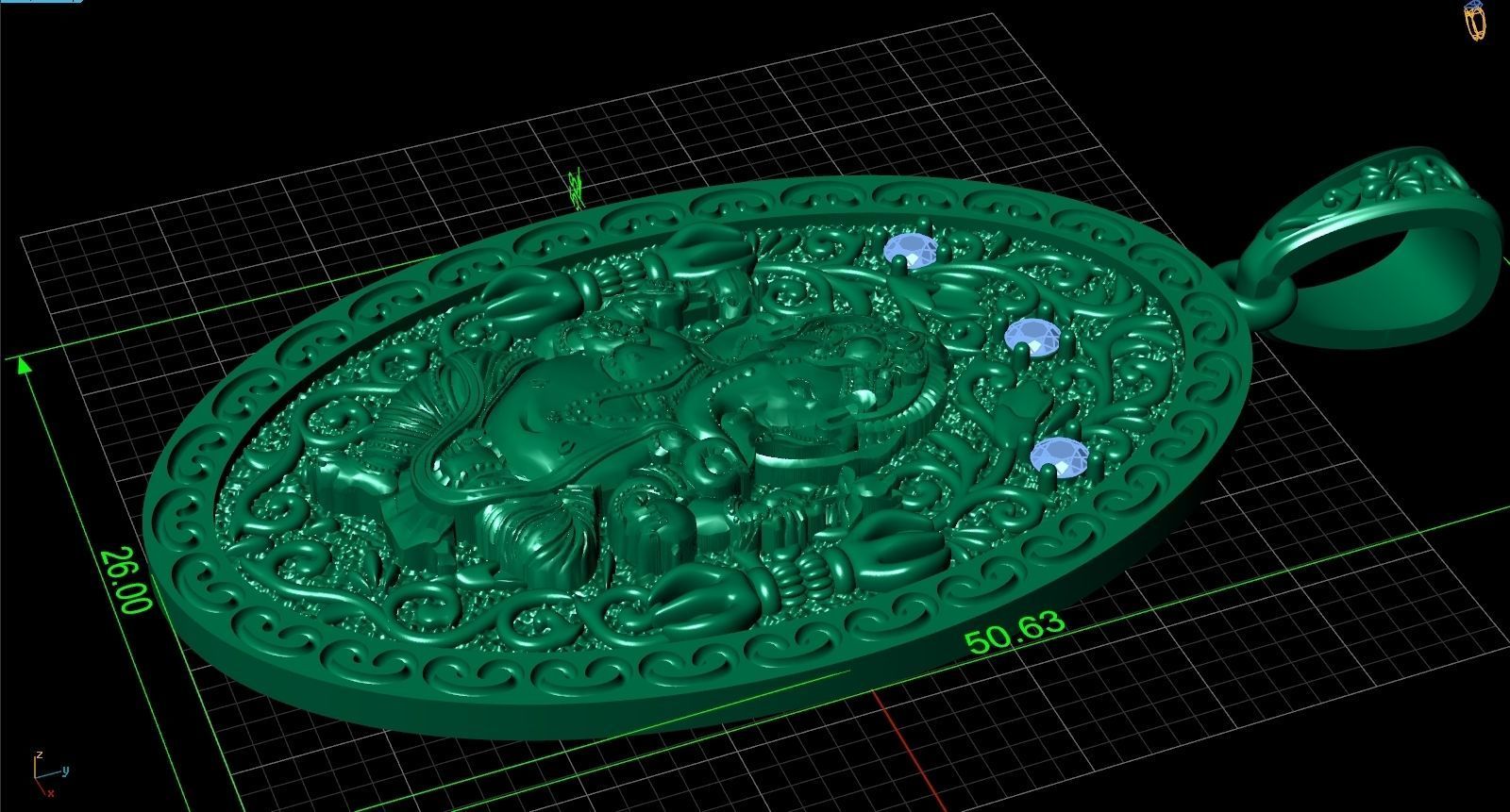  Pendant Lord Ganesh God   Hindu Elephant 1113 3D print model_22