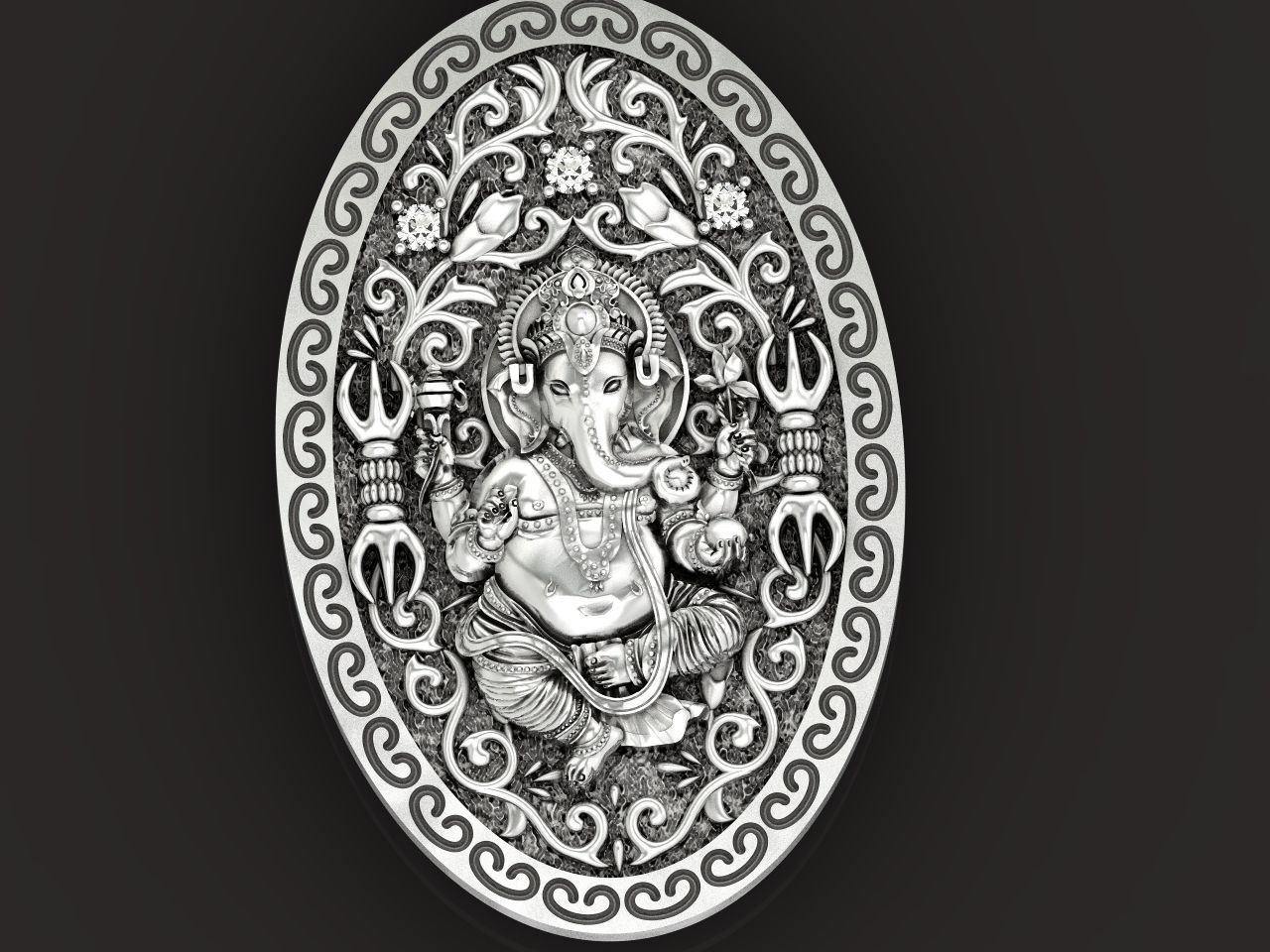  Pendant Lord Ganesh God   Hindu Elephant 1113 3D print model_1