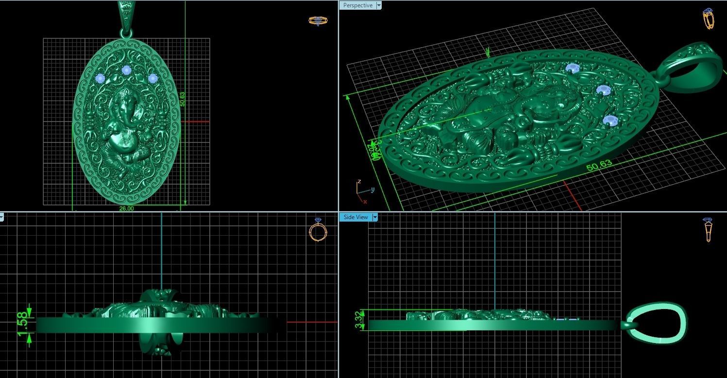  Pendant Lord Ganesh God   Hindu Elephant 1113 3D print model_4