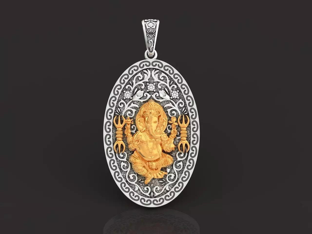  Pendant Lord Ganesh God   Hindu Elephant 1113 3D print model_0