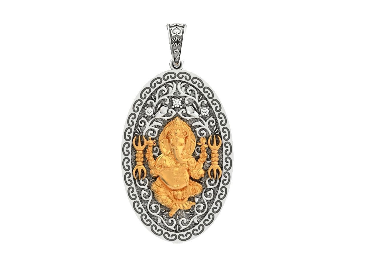  Pendant Lord Ganesh God   Hindu Elephant 1113 3D print model_2
