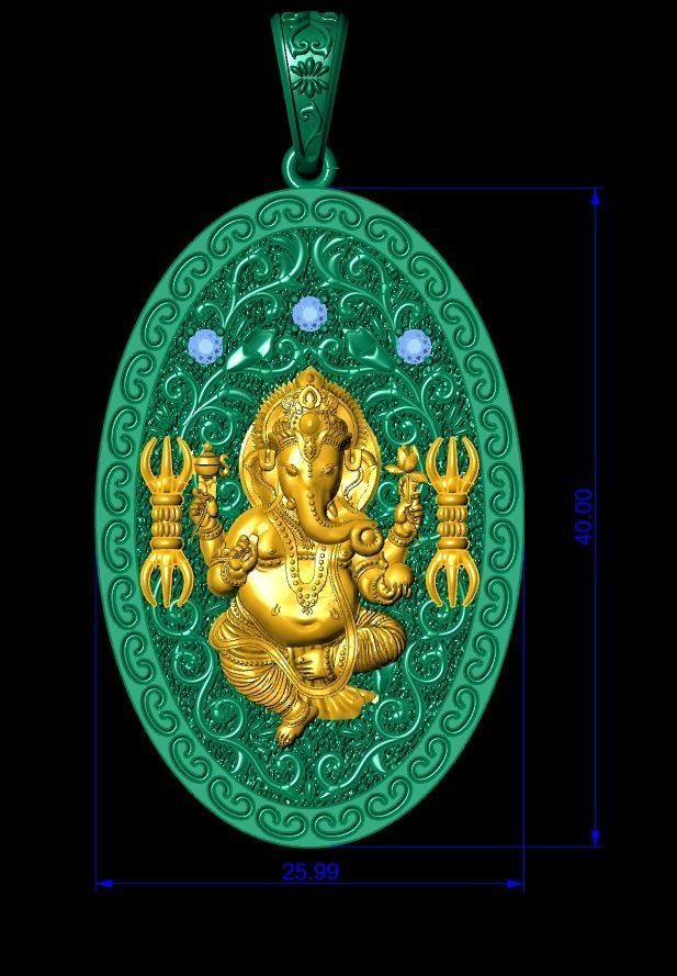 Pendant Lord Ganesh God   Hindu Elephant 1113 3D print model_8