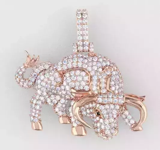 bull pendant with stones printing