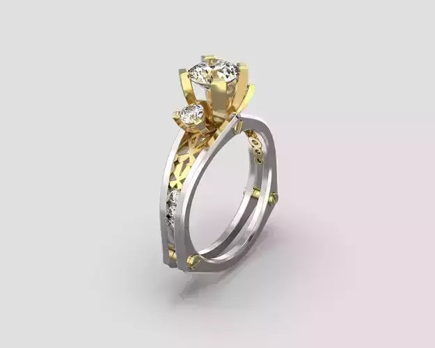 R 024 three stone ring all sizes in 2 version