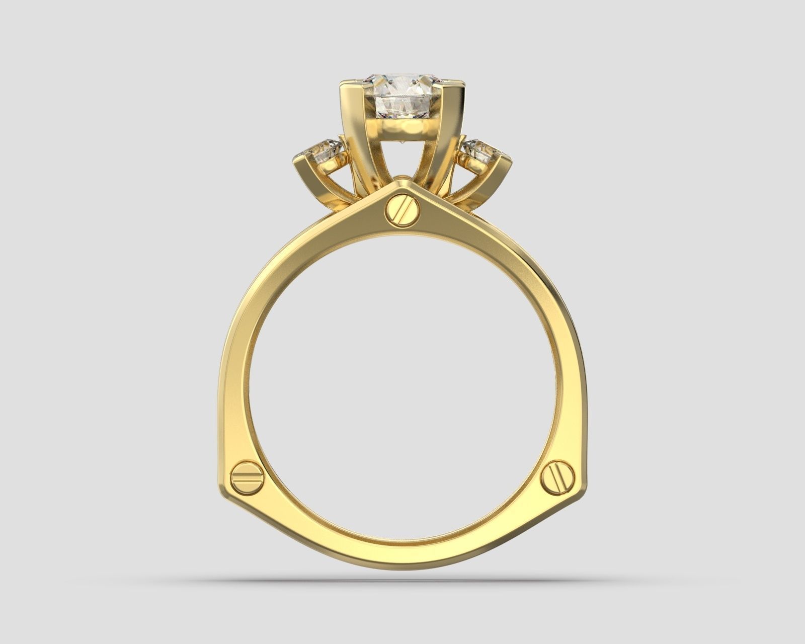 R 024 three stone ring all sizes in 2 version 3D print model_3