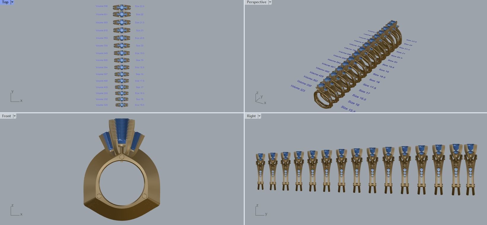 R 024 three stone ring all sizes in 2 version 3D print model_1