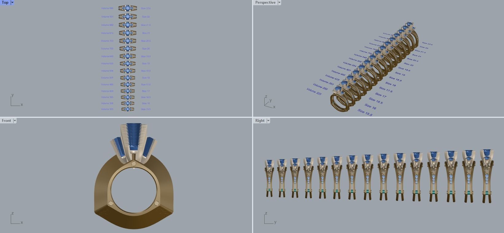 R 024 three stone ring all sizes in 2 version 3D print model_17