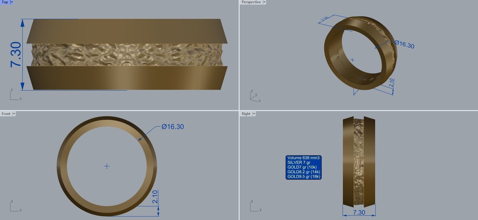 R 028 wedding bands all sizes 3D print model_6