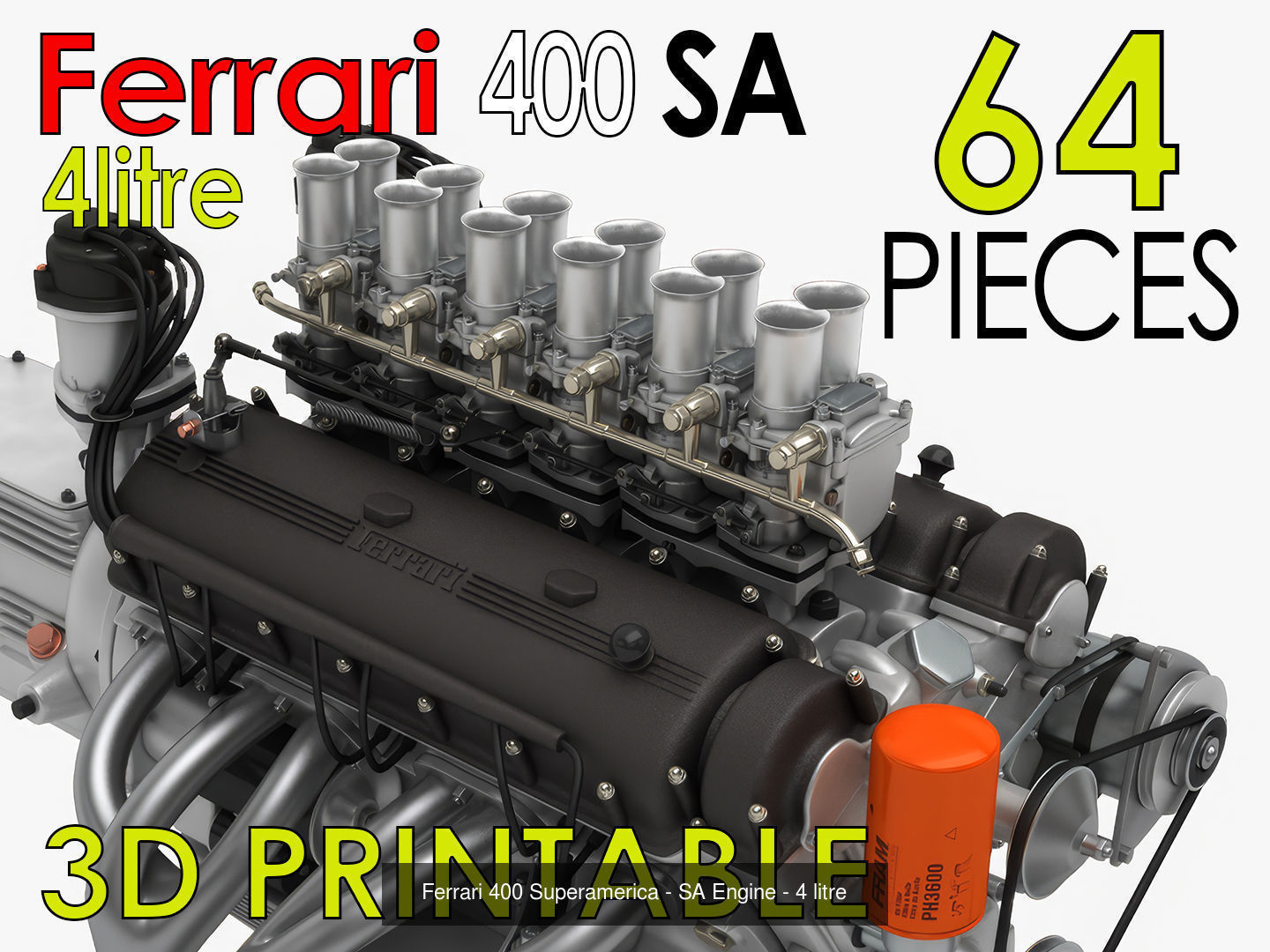 Ferrari Classic Engine Pack - 3D Printable Pack Bundle 3D Model Collection_11