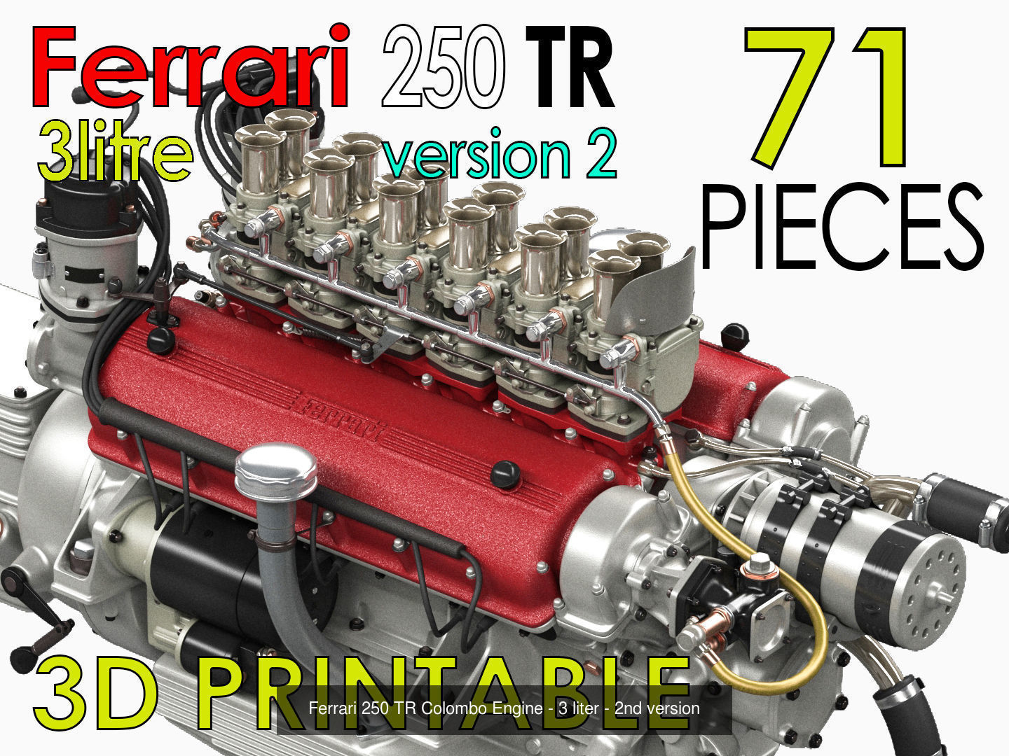 Ferrari Classic Engine Pack - 3D Printable Pack Bundle 3D Model Collection_10