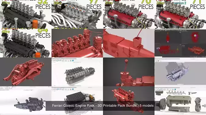 Ferrari Classic Engine Pack - 3D Printable Pack Bundle