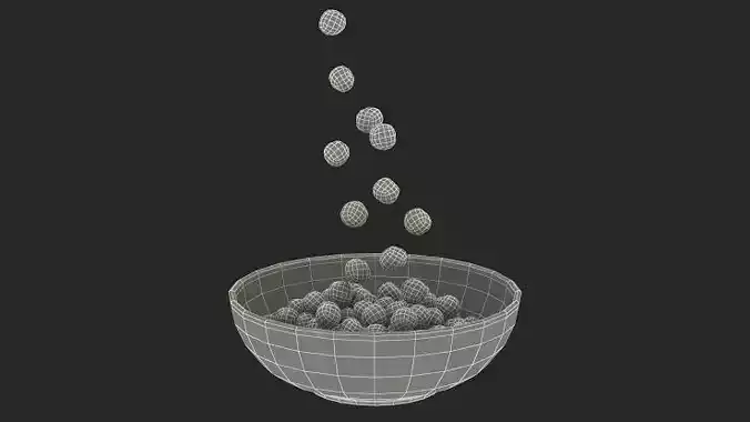 Simulation in bowl contain balls