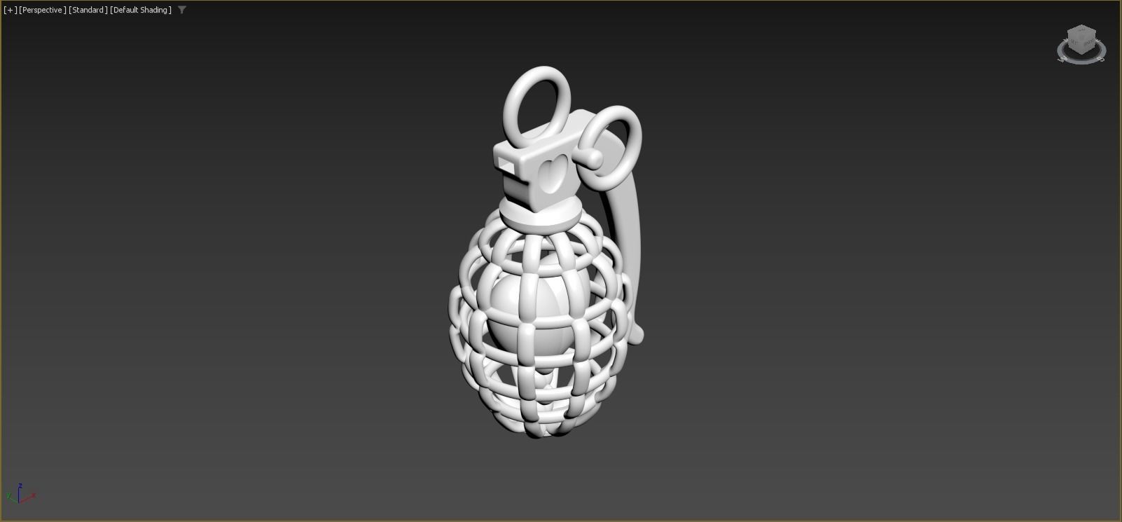 Heart Grenade gold pendant jewelry Free 3D print model_6