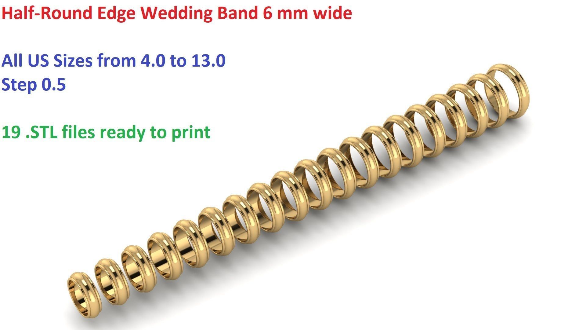 Half-Round Edge Wedding Band US SIZES Collection _61