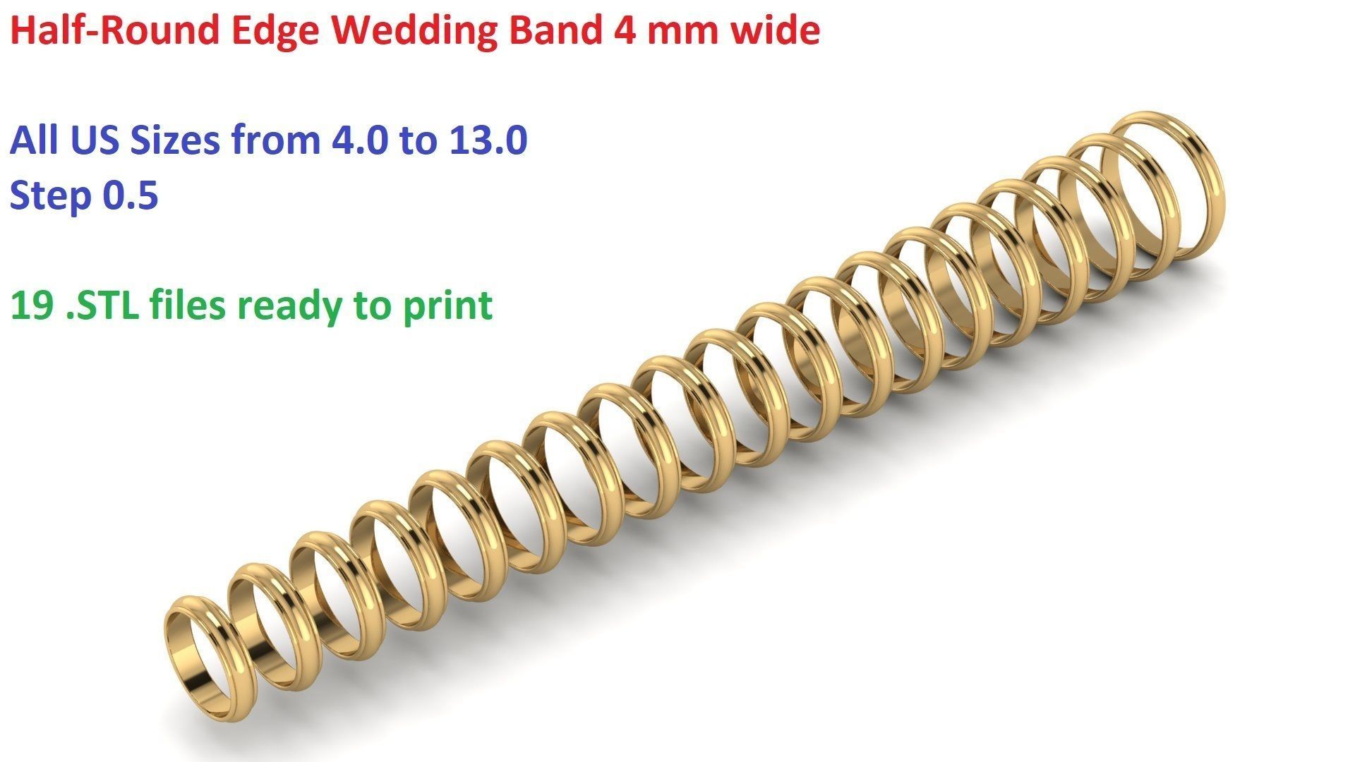 Half-Round Edge Wedding Band US SIZES Collection _38