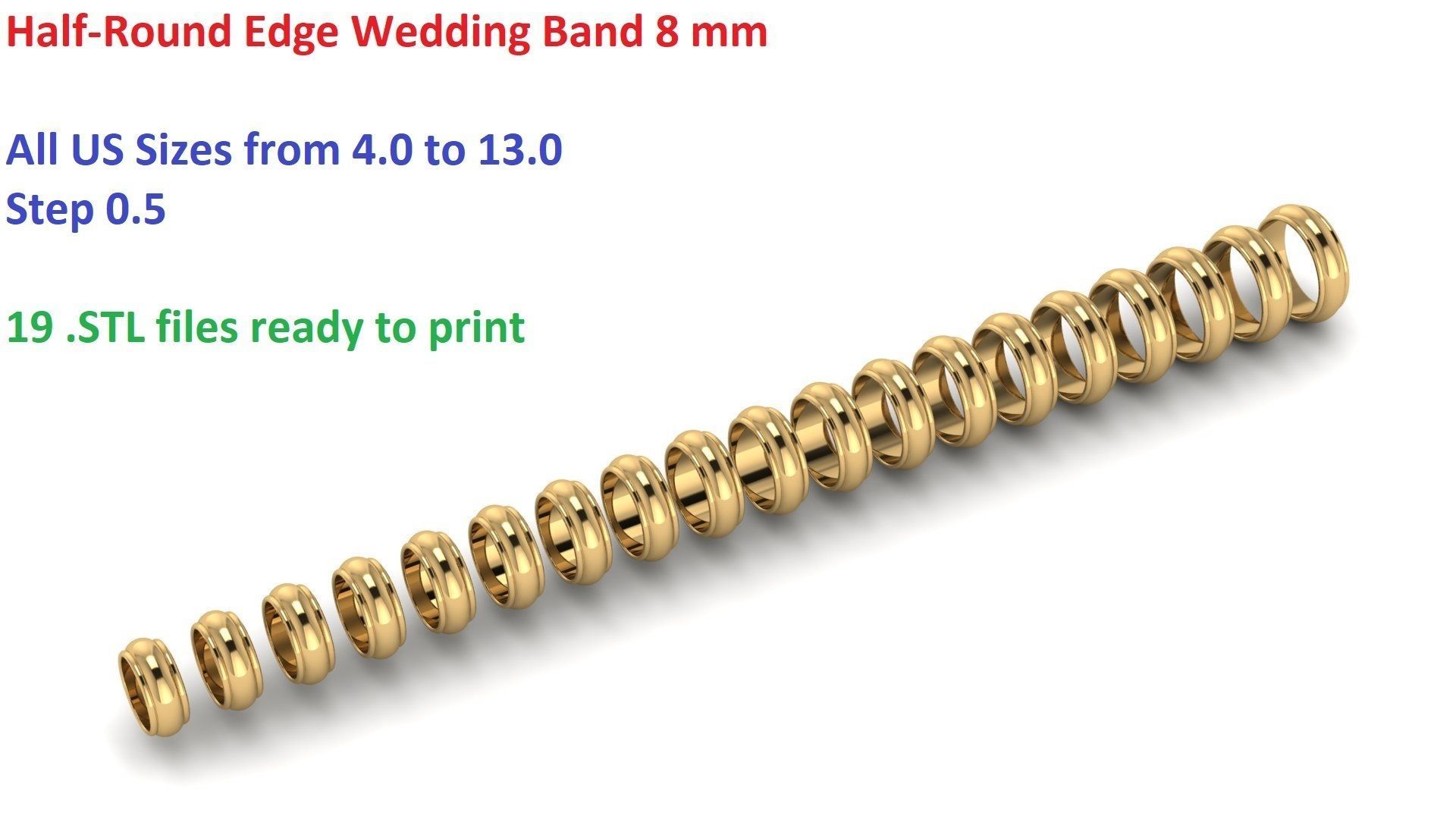 Half-Round Edge Wedding Band US SIZES Collection _94