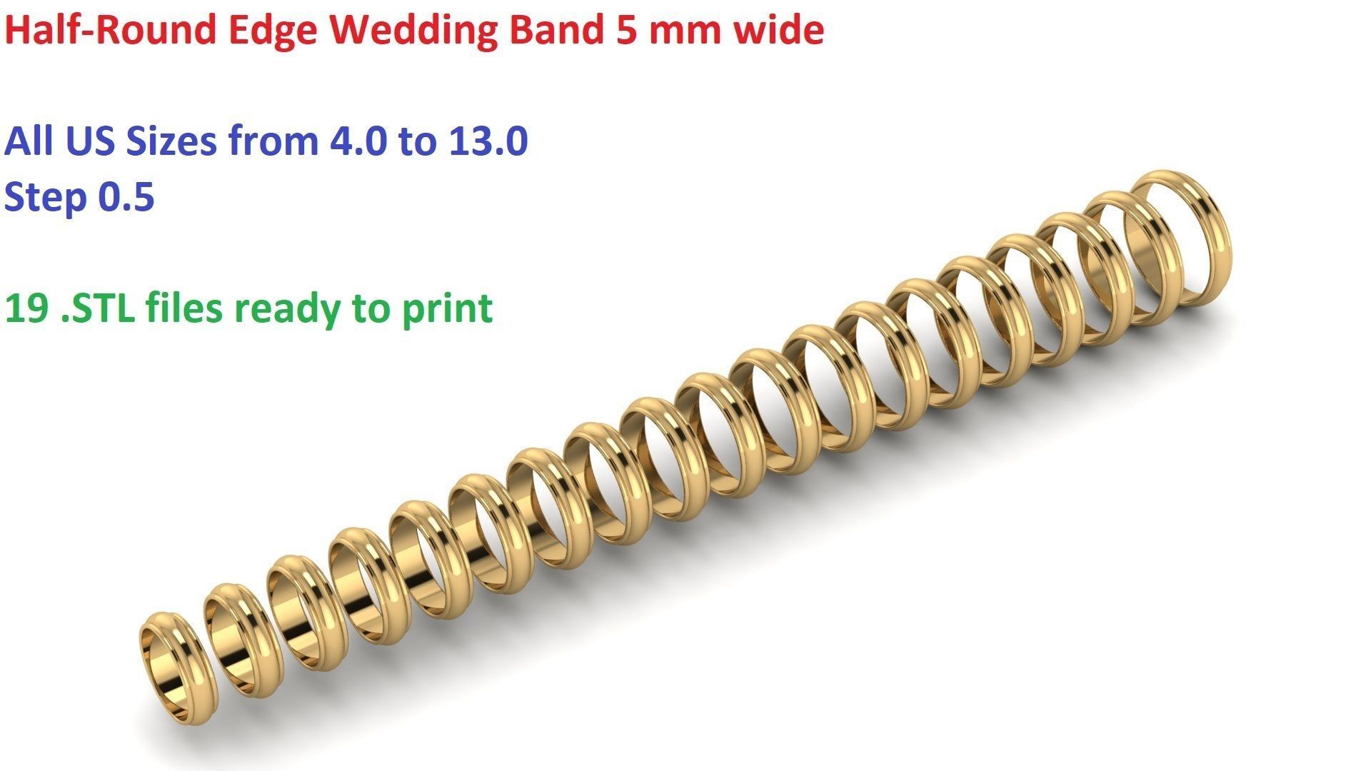 Half-Round Edge Wedding Band US SIZES Collection _44