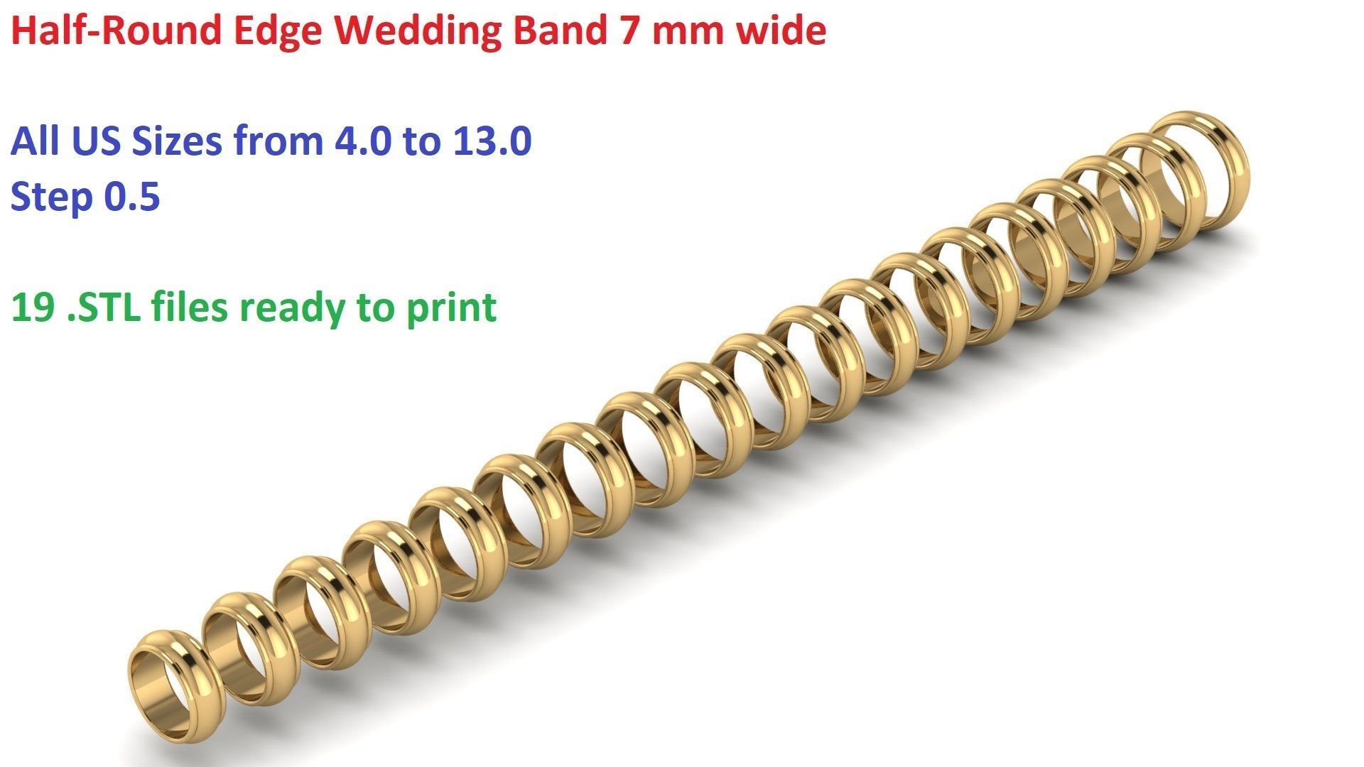 Half-Round Edge Wedding Band US SIZES Collection _90