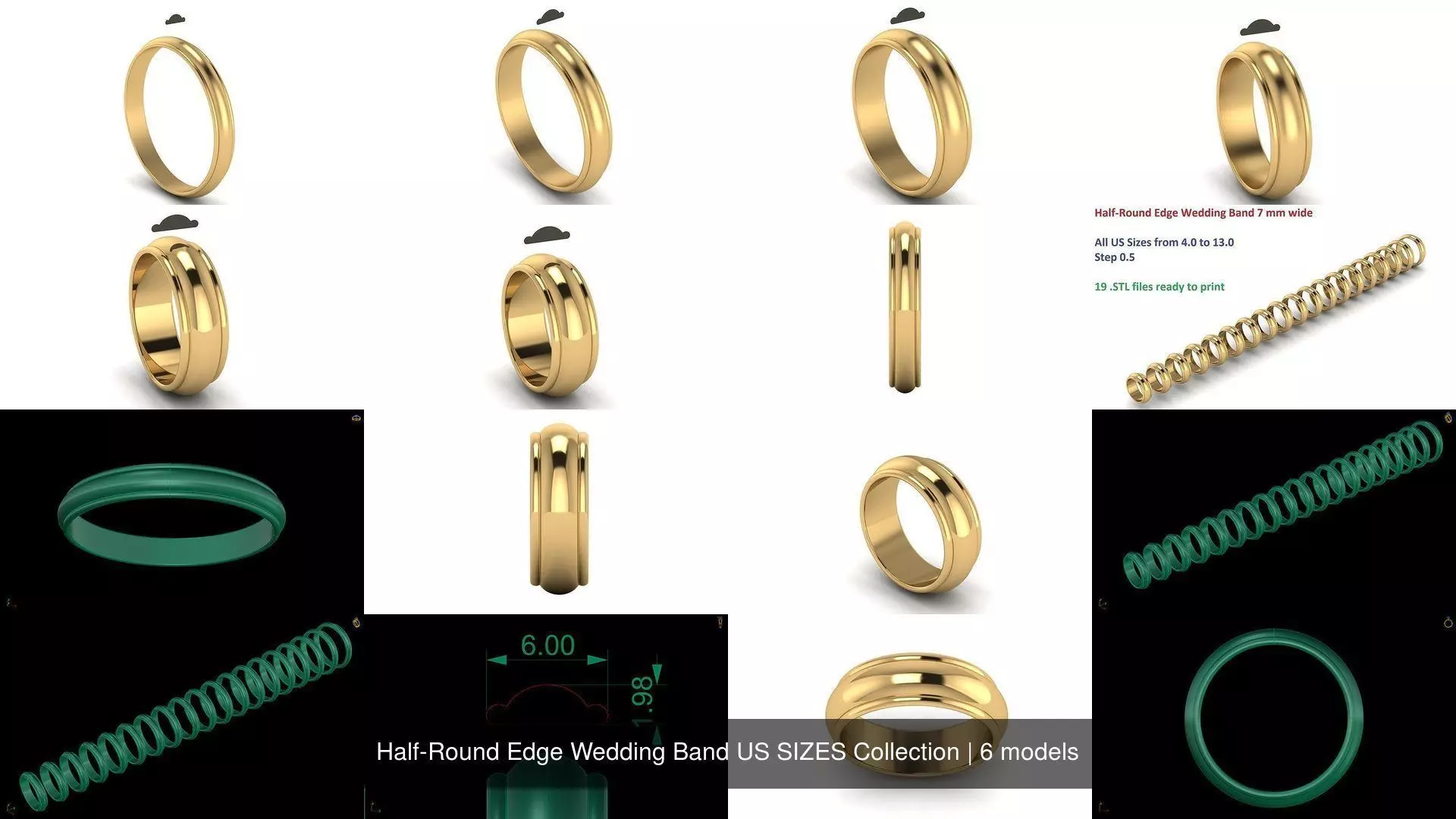 Half-Round Edge Wedding Band US SIZES Collection _0