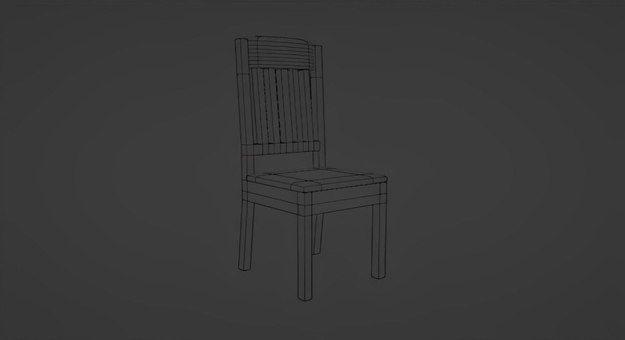 Covered table with chairs Low-poly 3D model_4