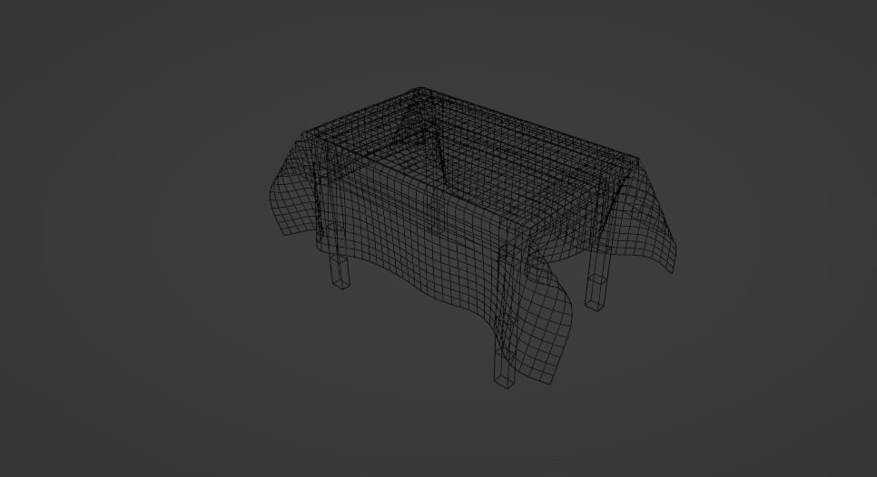 Covered table with chairs Low-poly 3D model_2