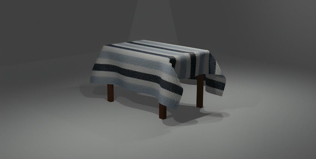 Covered table with chairs Low-poly 3D model_1