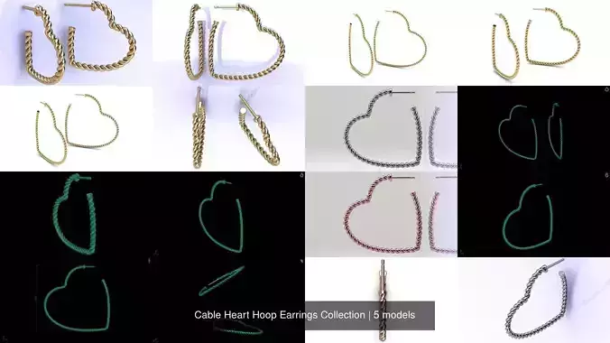 Cable Heart Hoop Earrings Collection 