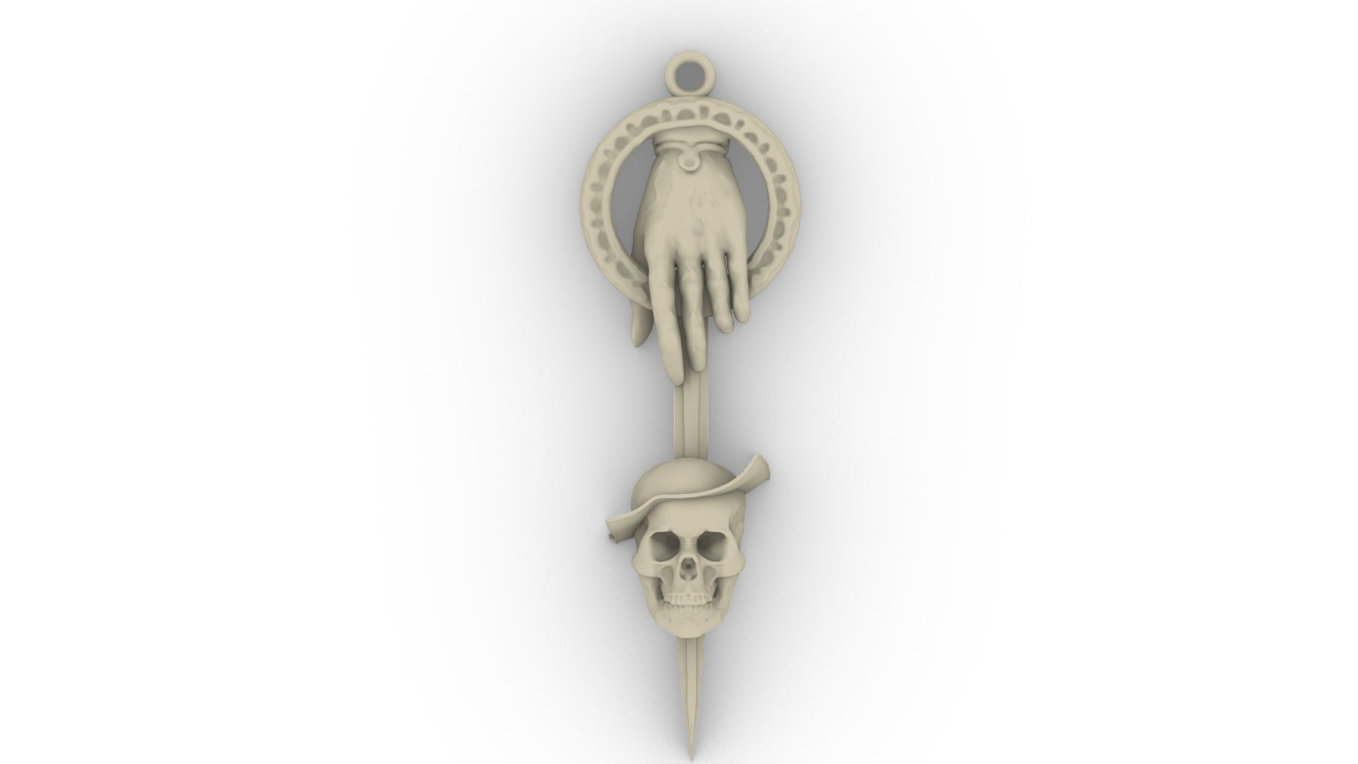 Hand Knife And Skull Pendant 3D print model_6
