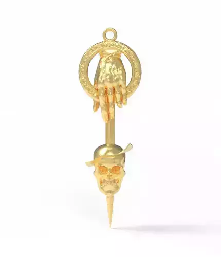 Hand Knife And Skull Pendant