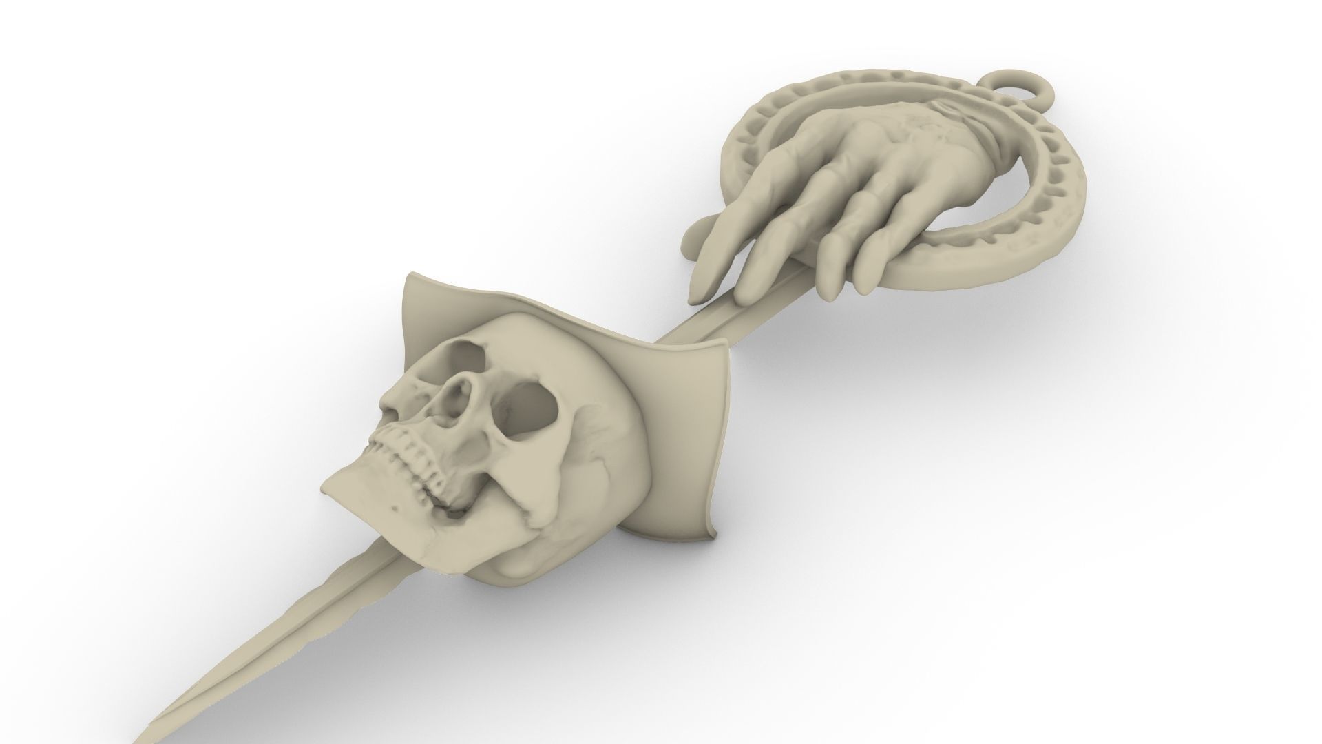 Hand Knife And Skull Pendant 3D print model_7